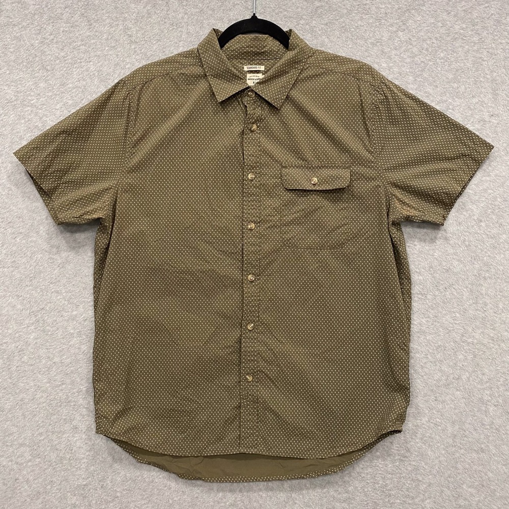 Bridge & Burn Shirt Mens L Olive Green Cotton Short Sleeve Button Up